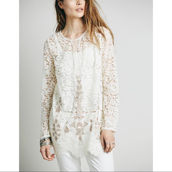 Free People Sheer Lace Tunic - Picture 2 of 8
